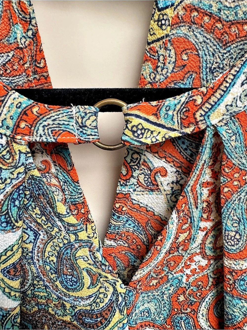 Umgee Paisley Keyhole Tunic Top Blue & Orange Small PTP 24” - Picture 4 of 7